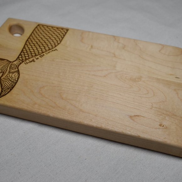 "Living in the Current" Mermaid Charcuterie Cutting Serving Board - Picture 7 of 10